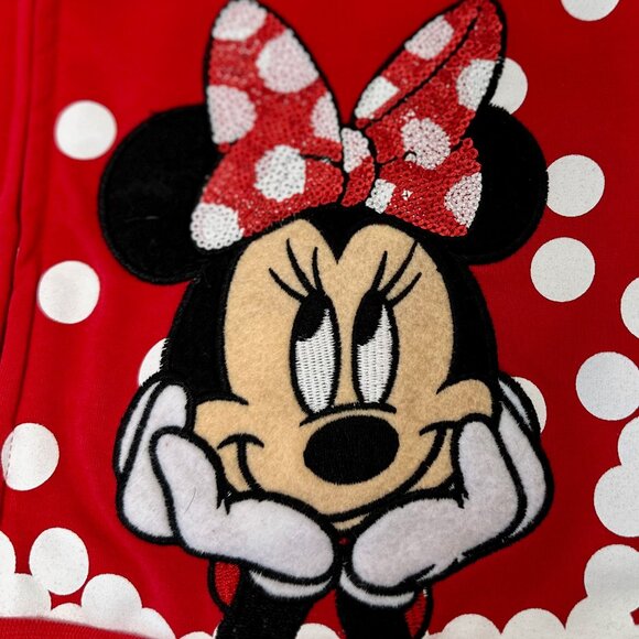 Disney Minnie Mouse “Believe in the Bow” Red Zip-Up Hoodie – Girls - Picture 4 of 11